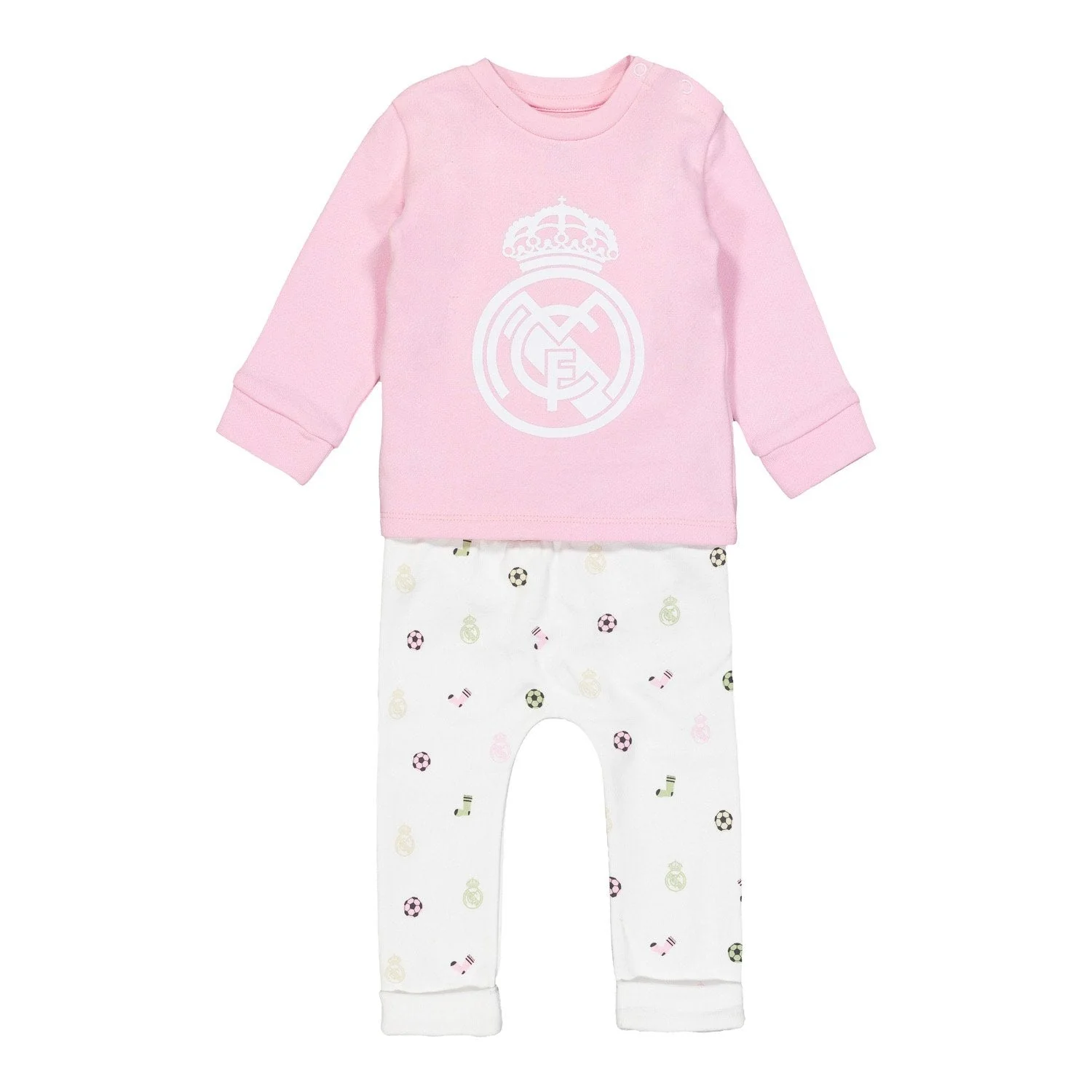 Set Pantalones y Camiseta Bebé Rosa/Blanco Real Madrid