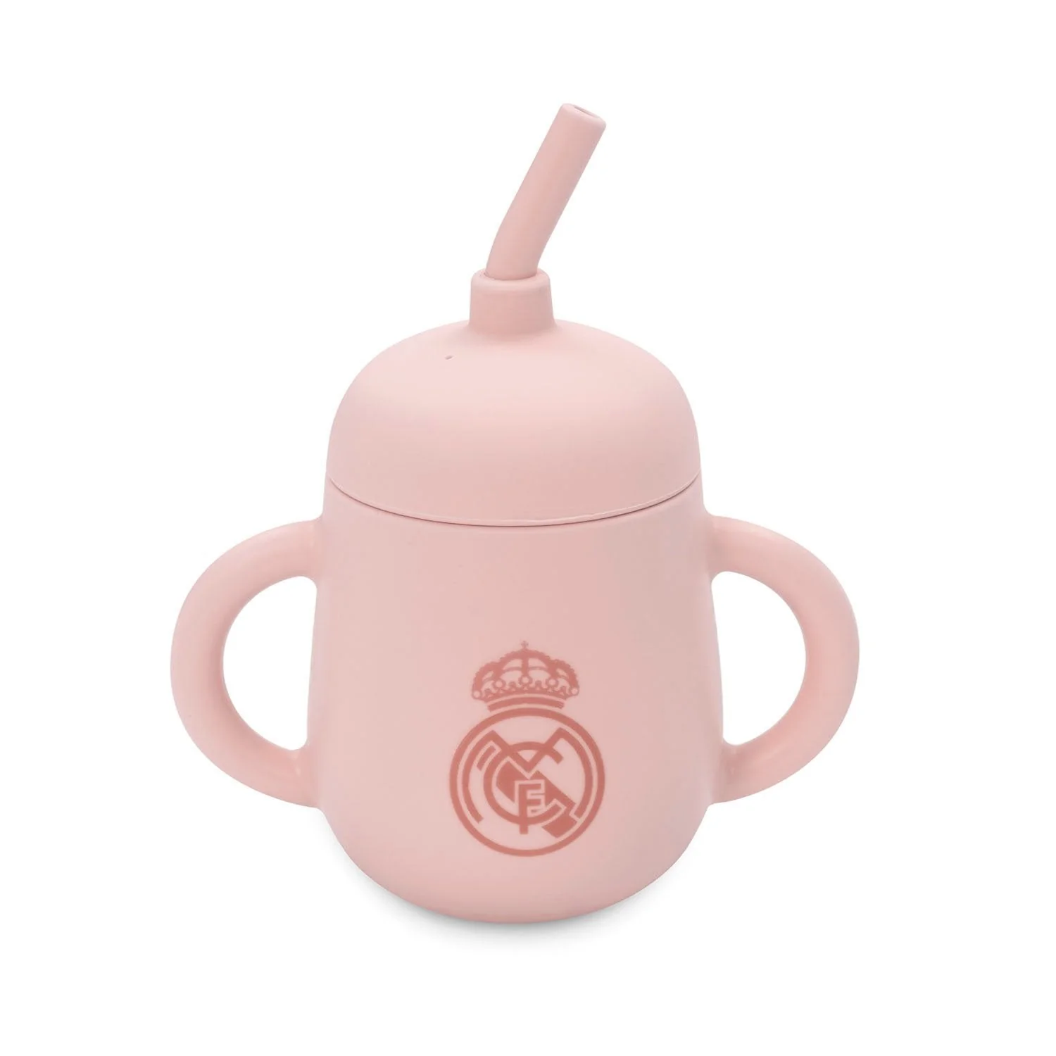 Vaso Antiderrames con Pajita de Silicona Rosa Real Madrid