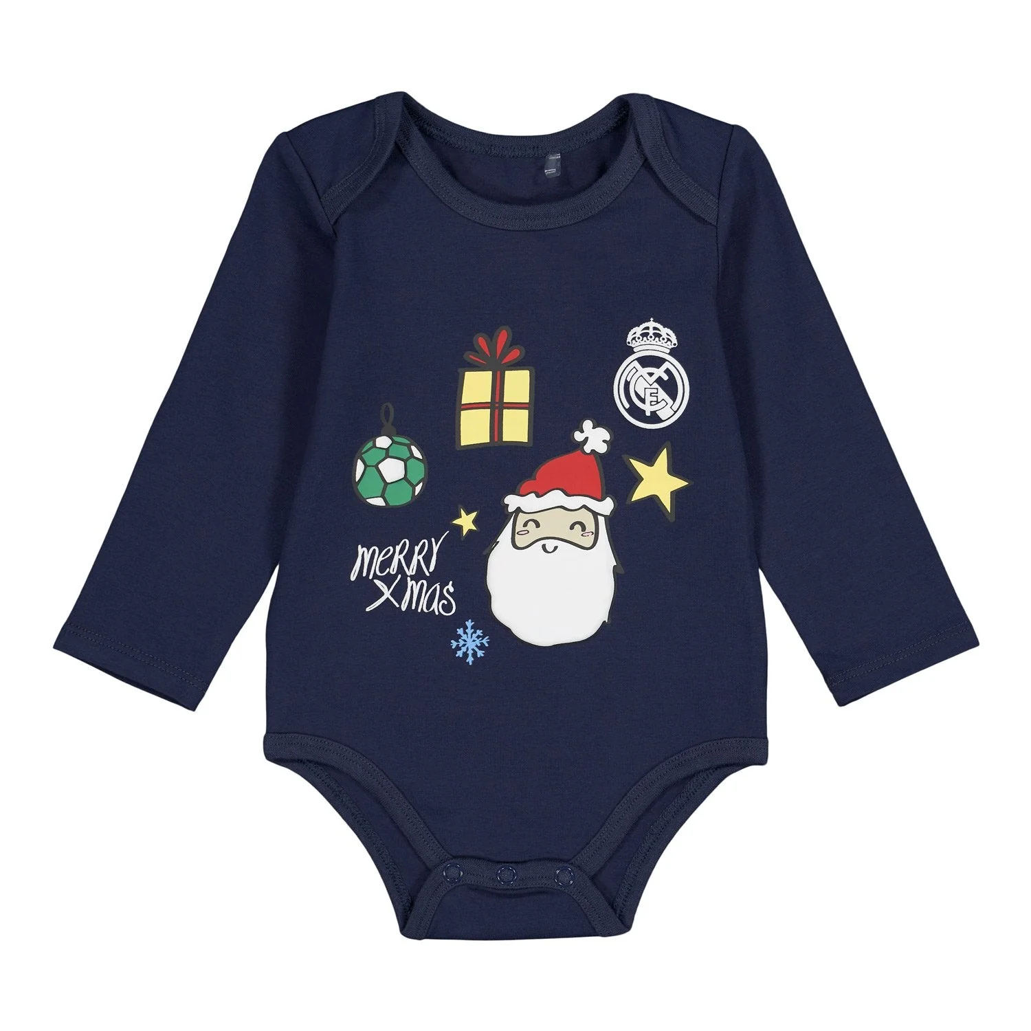 Body Navideño Manga Larga Bebés Blanco/Azul Marino - Image 4