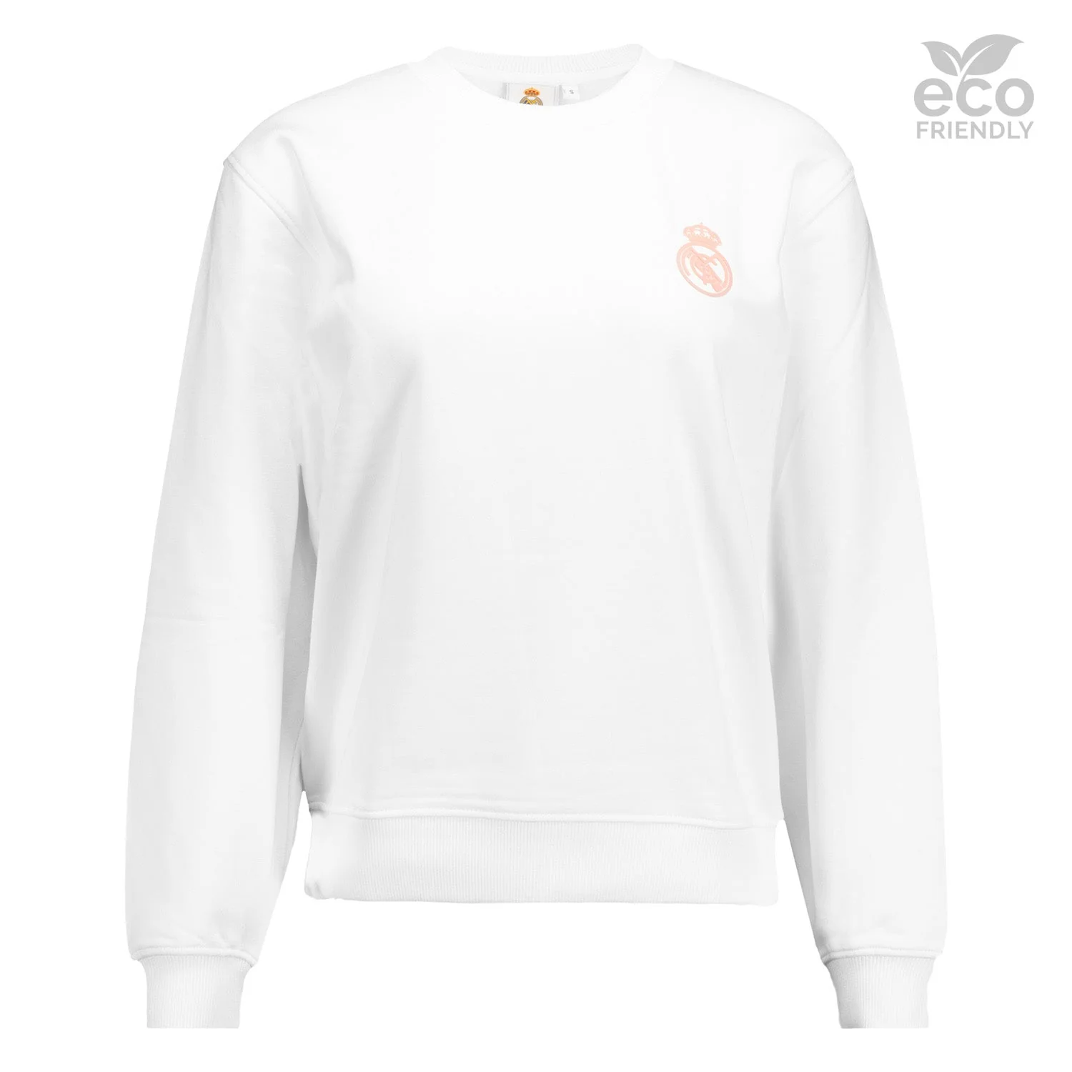 Sudadera Cropped Mujer ECO Essentials Real Madrid Escudo Blanca
