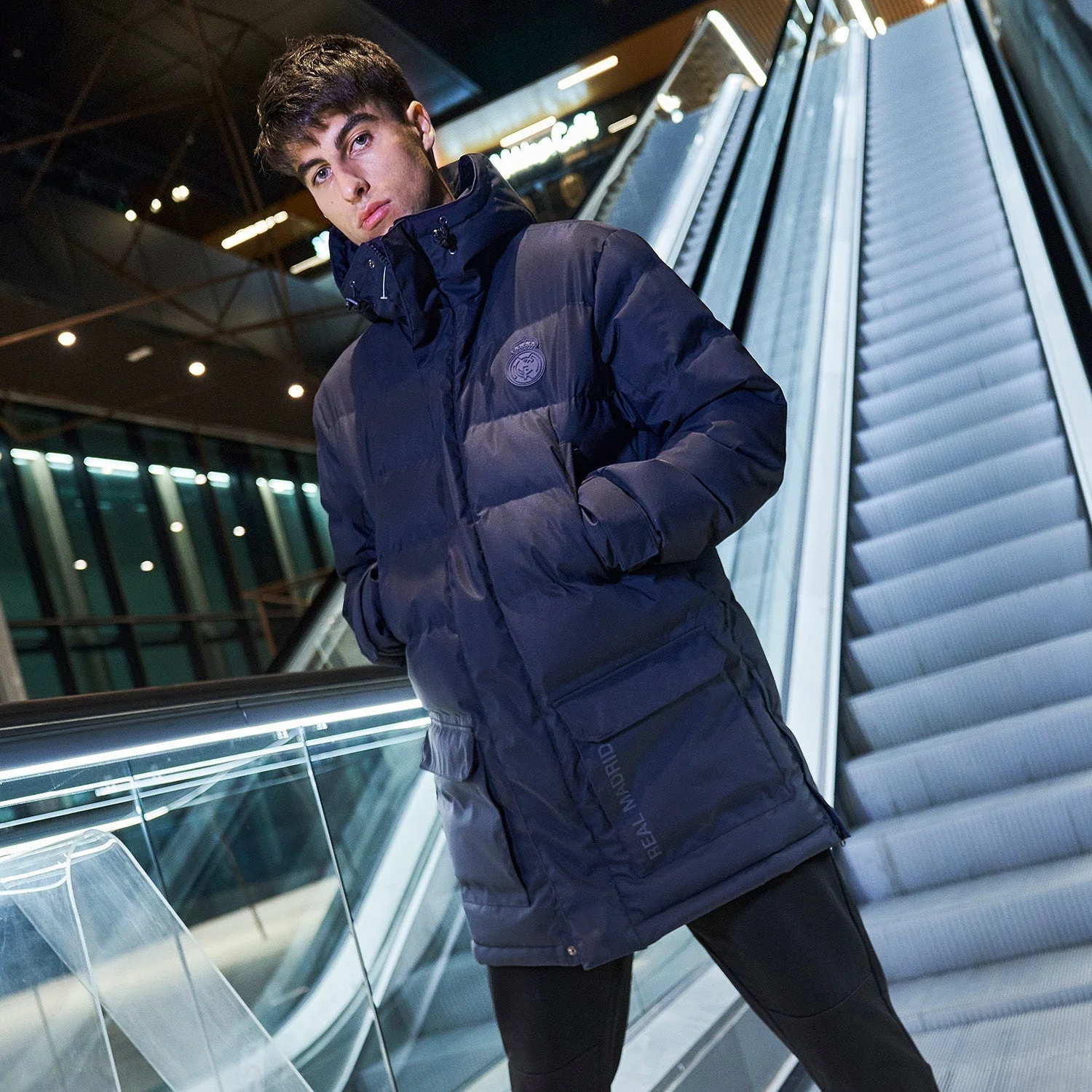 Abrigo Parka Largo Outerwear Hombre Acolchada Azul - Image 5