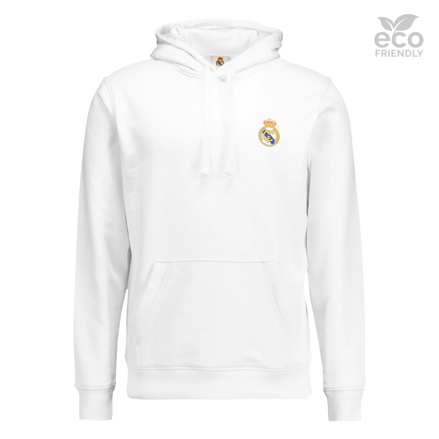 Sudadera Capucha Blanca Hombre ECO Essentials Real Madrid Escudo Color