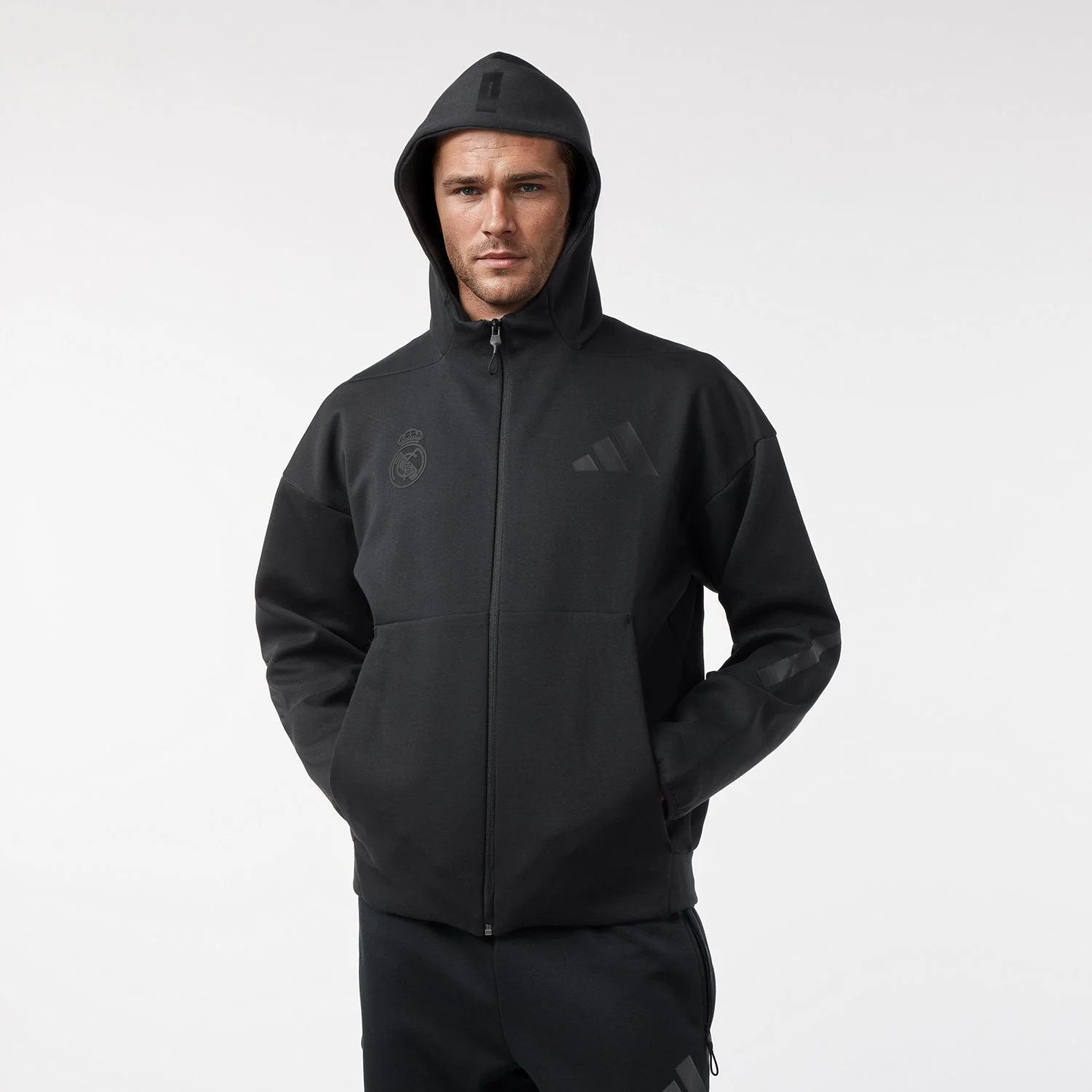Chaqueta Cremallera Hombre adidas Real Urban Negra - Image 3