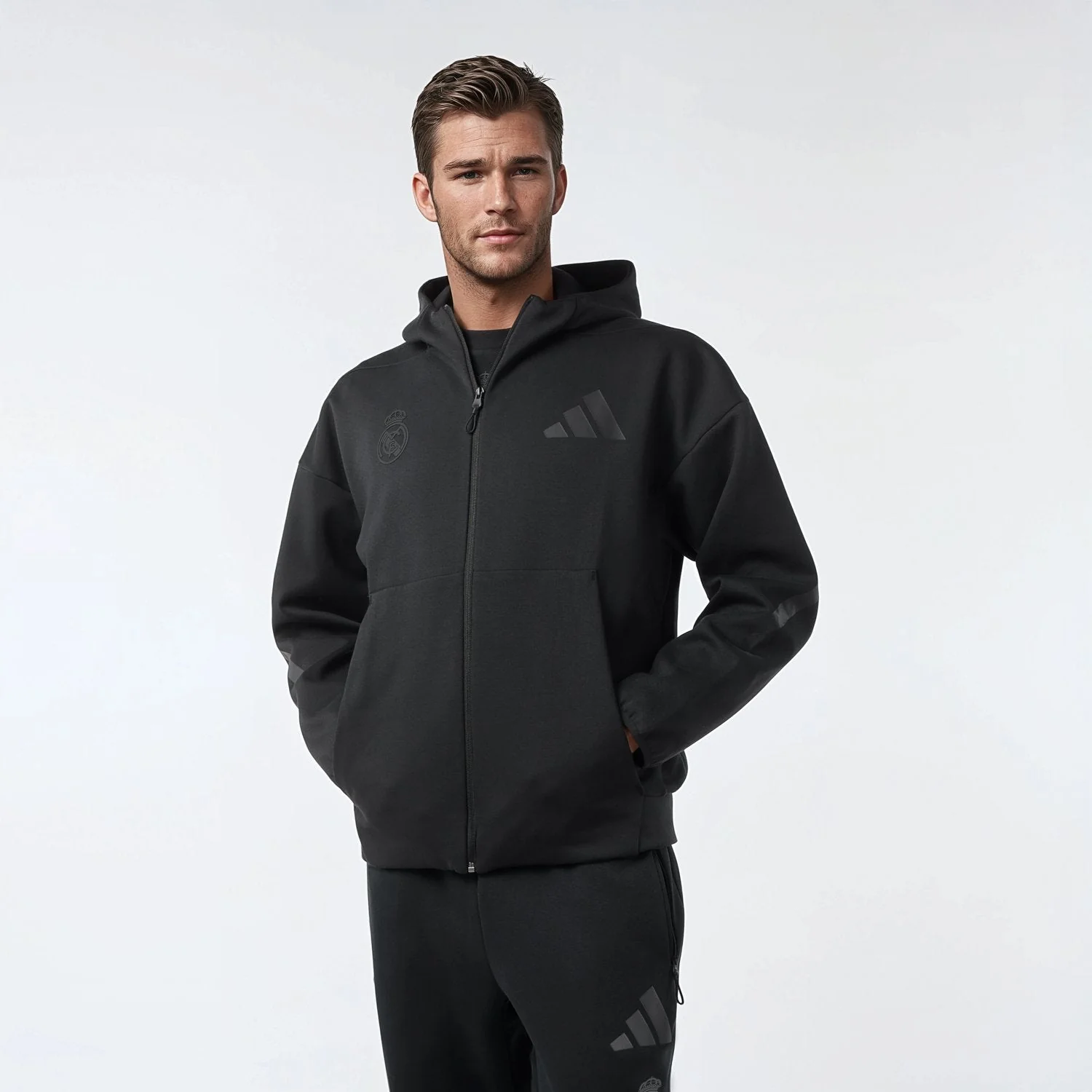 Chaqueta Cremallera Hombre adidas Real Urban Negra - Image 6