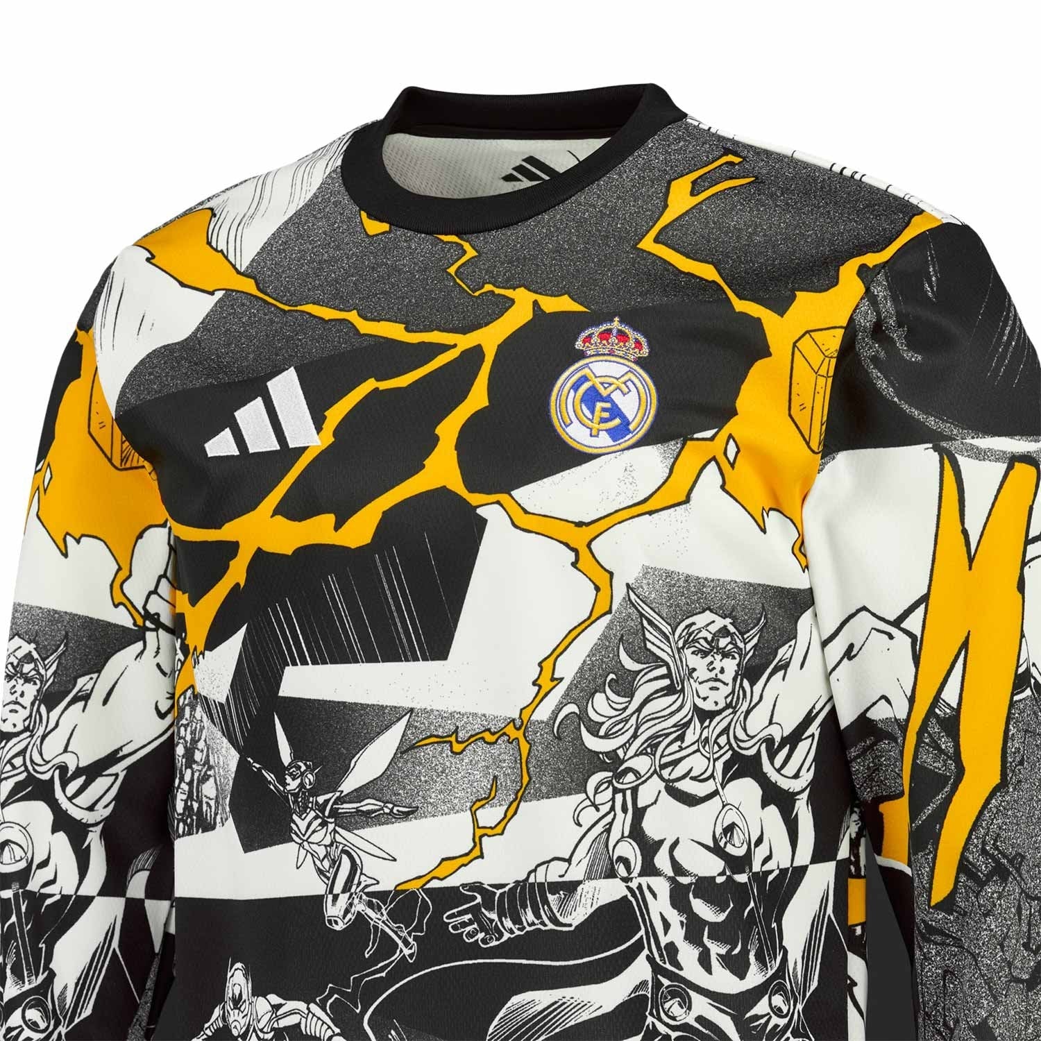 Sudadera Hombre adidas Marvel Calentamiento 25/26 Blanca/Dorada - Image 3