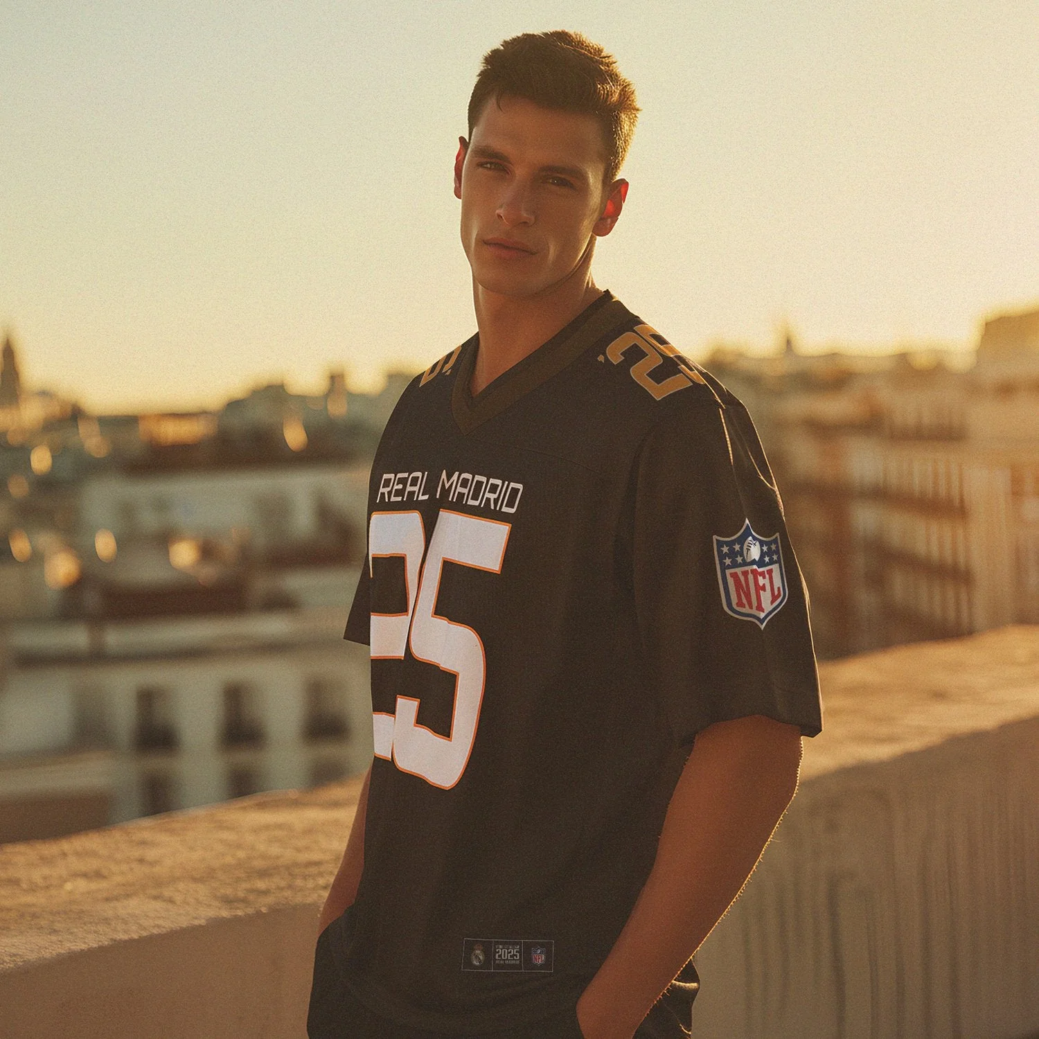 Camiseta Hombre Real Madrid x NFL Negra - Image 5