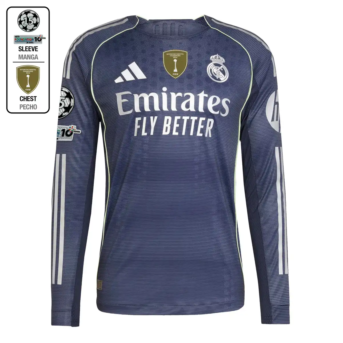 Camiseta Authentic Manga Larga Hombre Segunda Equipación 25/26 Azul Marino - Image 11