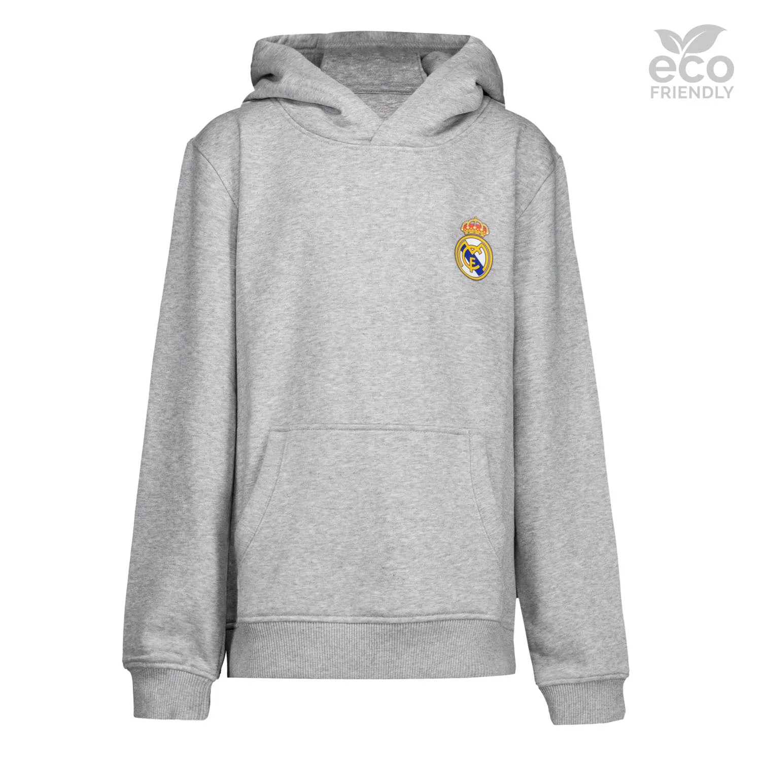 Sudadera Capucha Niños ECO Essentials Real Madrid Escudo Color Gris