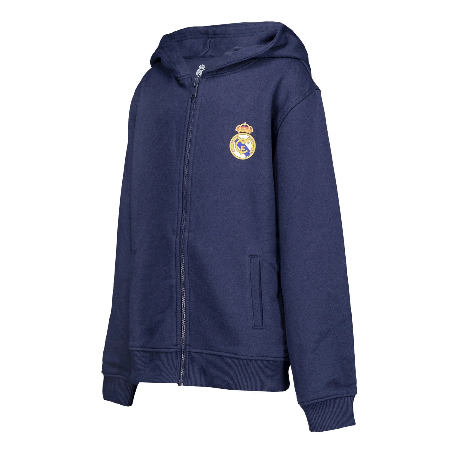 Sudadera Capucha Cremallera Niños ECO Essentials Real Madrid Escudo Azul - Image 3