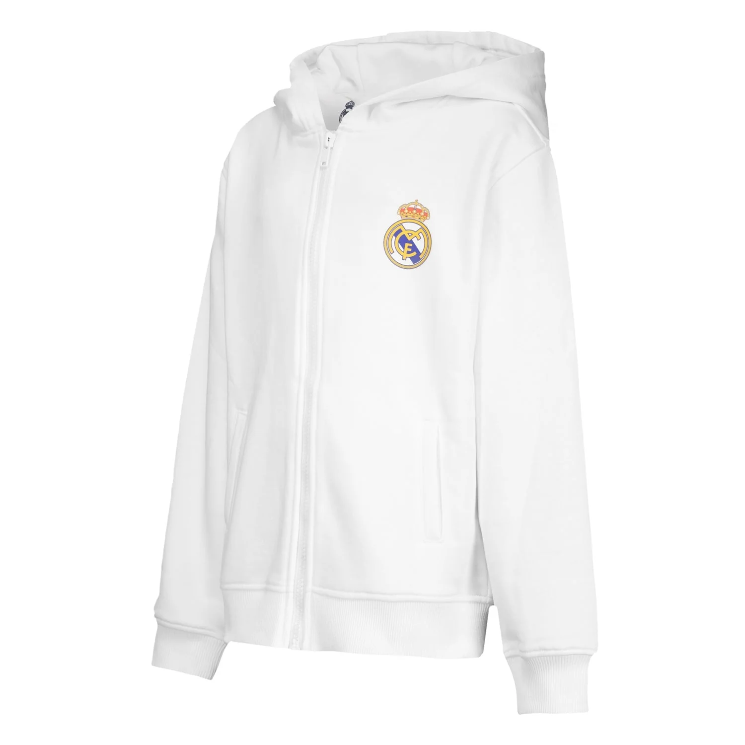 Sudadera Capucha Cremallera Niños ECO Essentials Real Madrid Escudo Blanca - Image 5