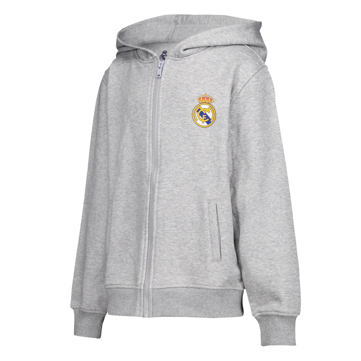Sudadera Capucha Cremallera Niños ECO Essentials Real Madrid Escudo Gris - Image 3